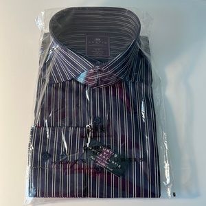 Dark Royal Blue & white stripes. Brand new butterfly color dress shirt Slim Fit